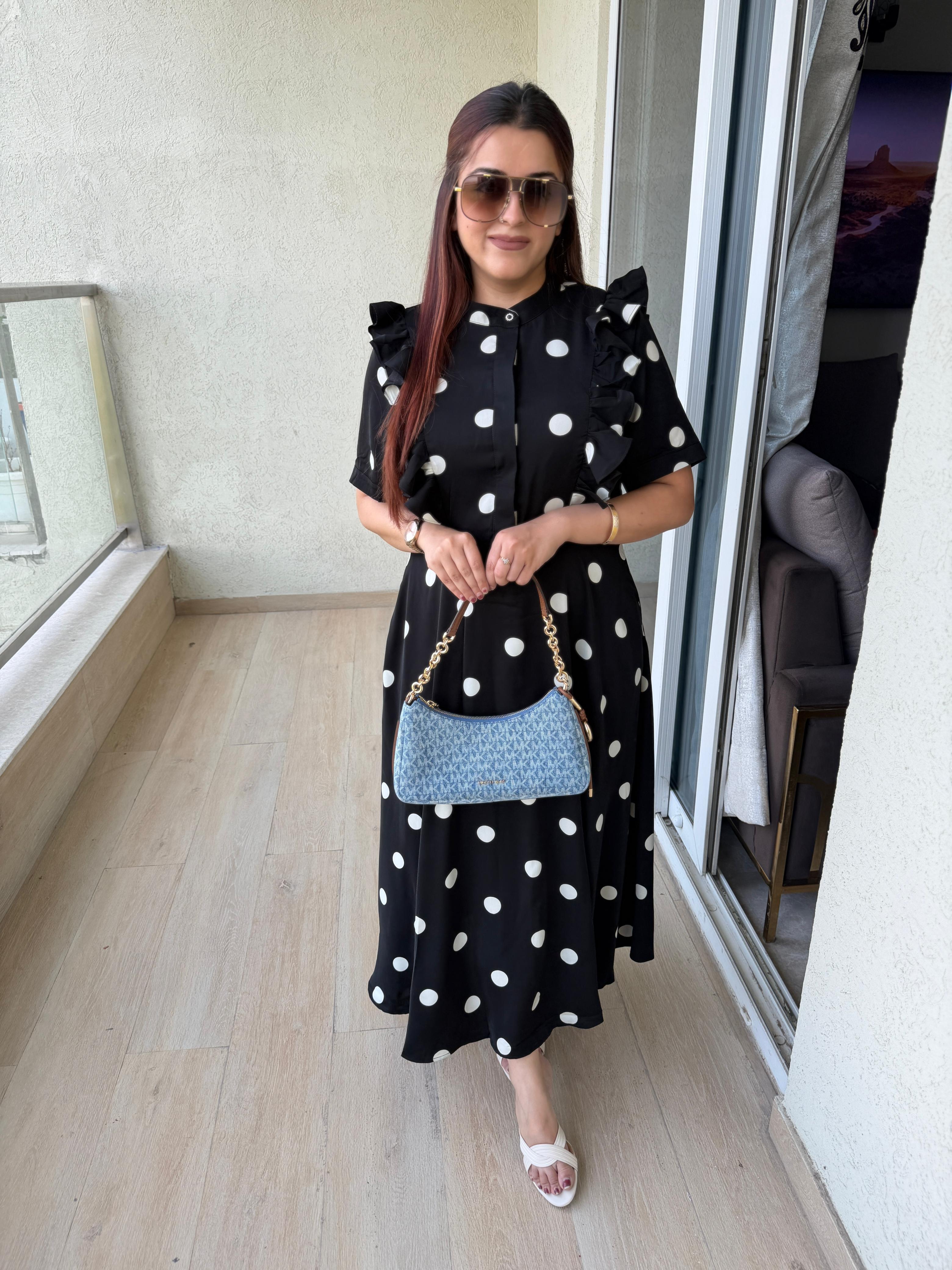 Monroe Polka Ruffle Maxi Dress