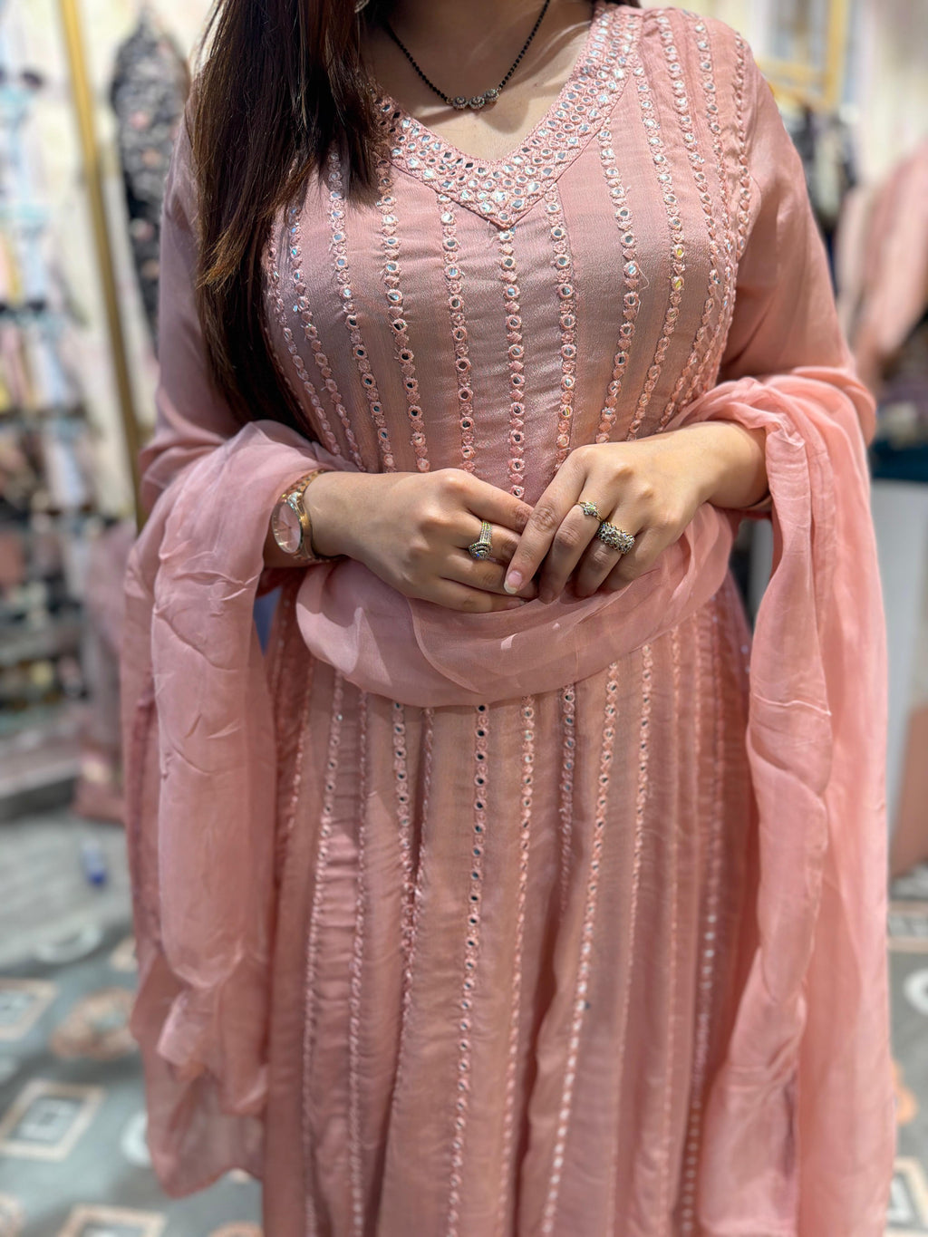 Zoy Mirror Embellished Anarkali Set