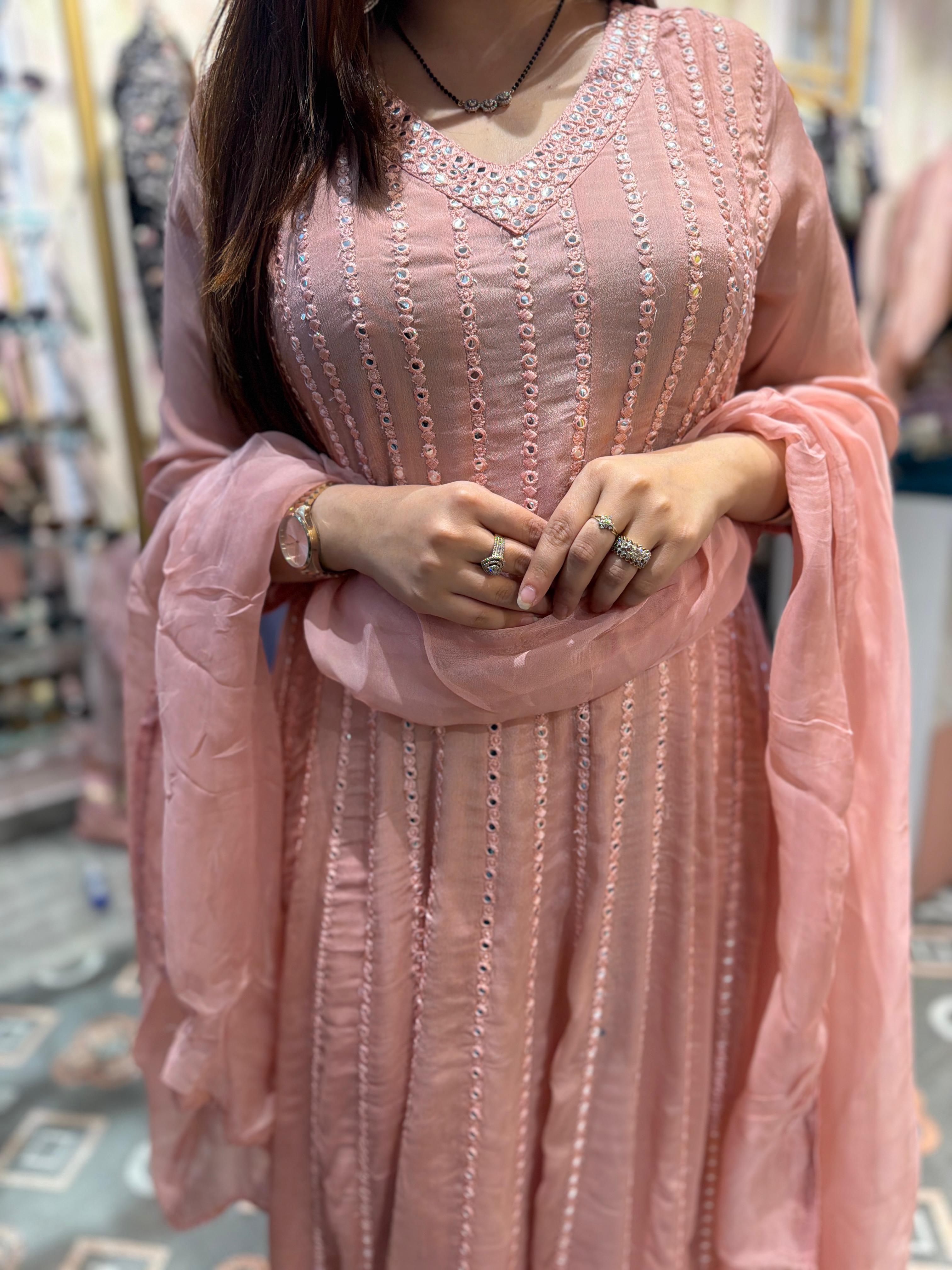 Zoy Mirror Embellished Anarkali Set