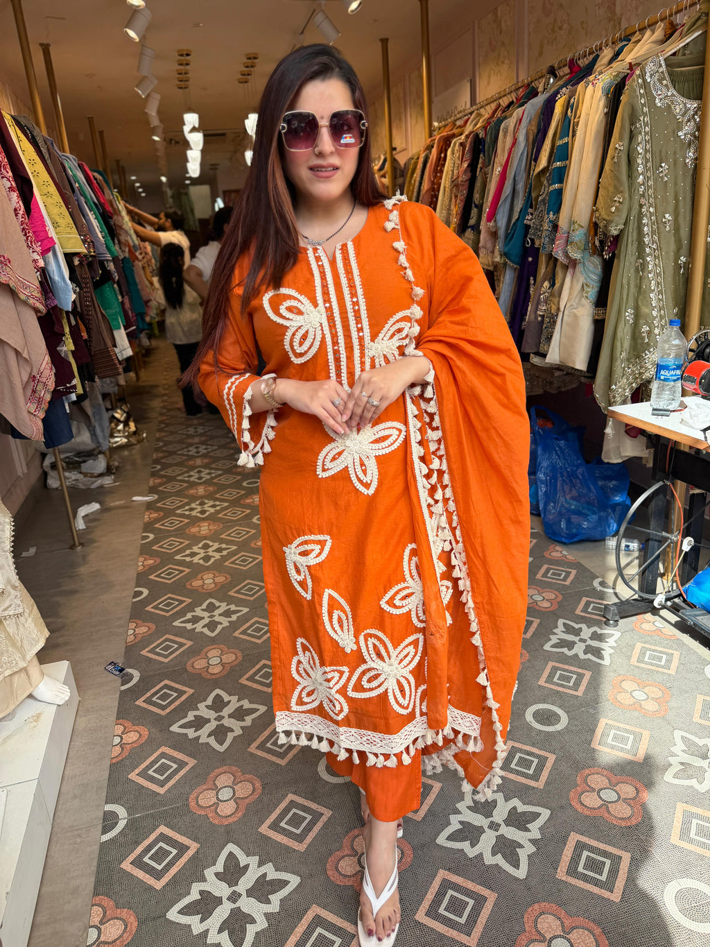 Sunset Floral Lace Kurta Set