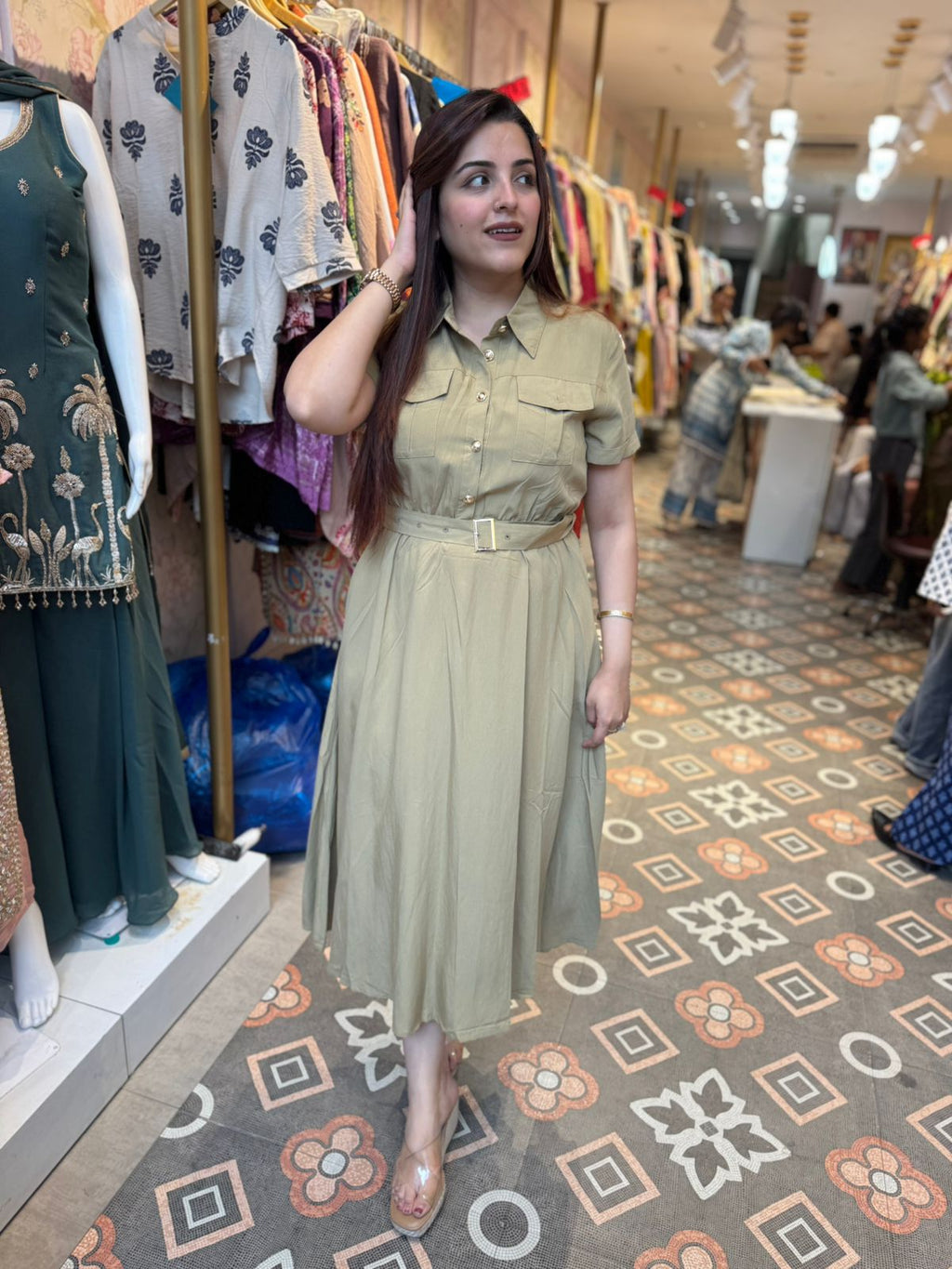 Olly Grace Belted Midi Dress