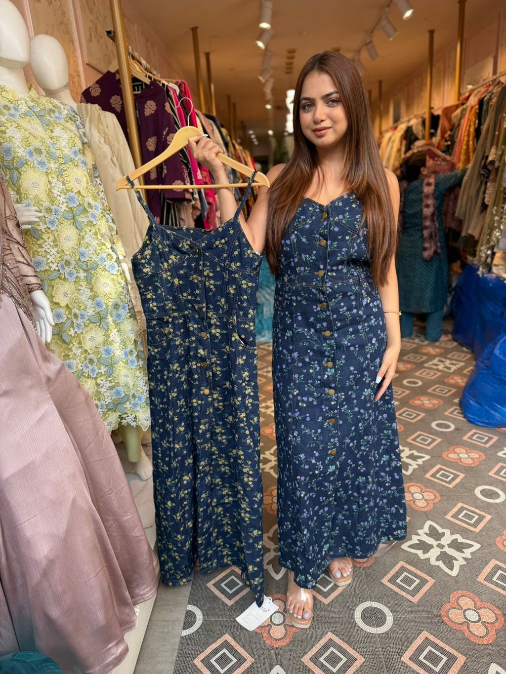 Bloom Denim Maxi Dress