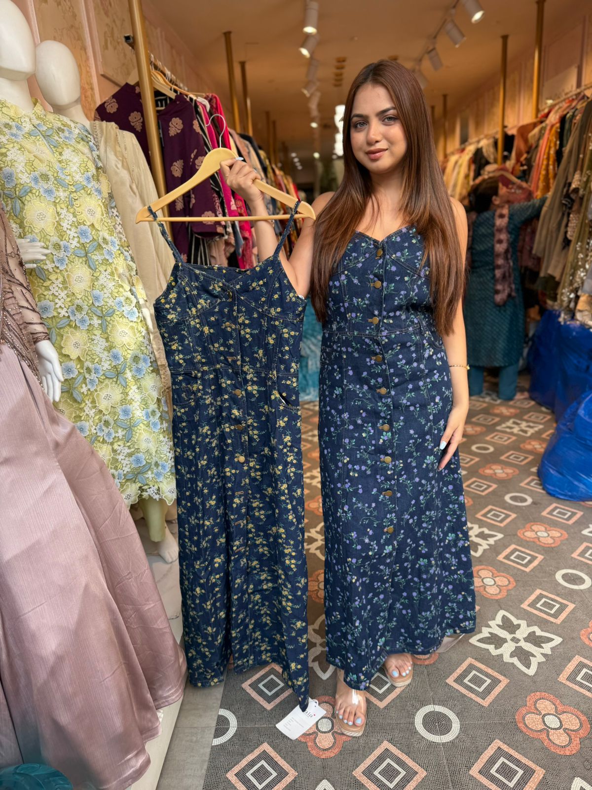 Bloom Denim Maxi Dress