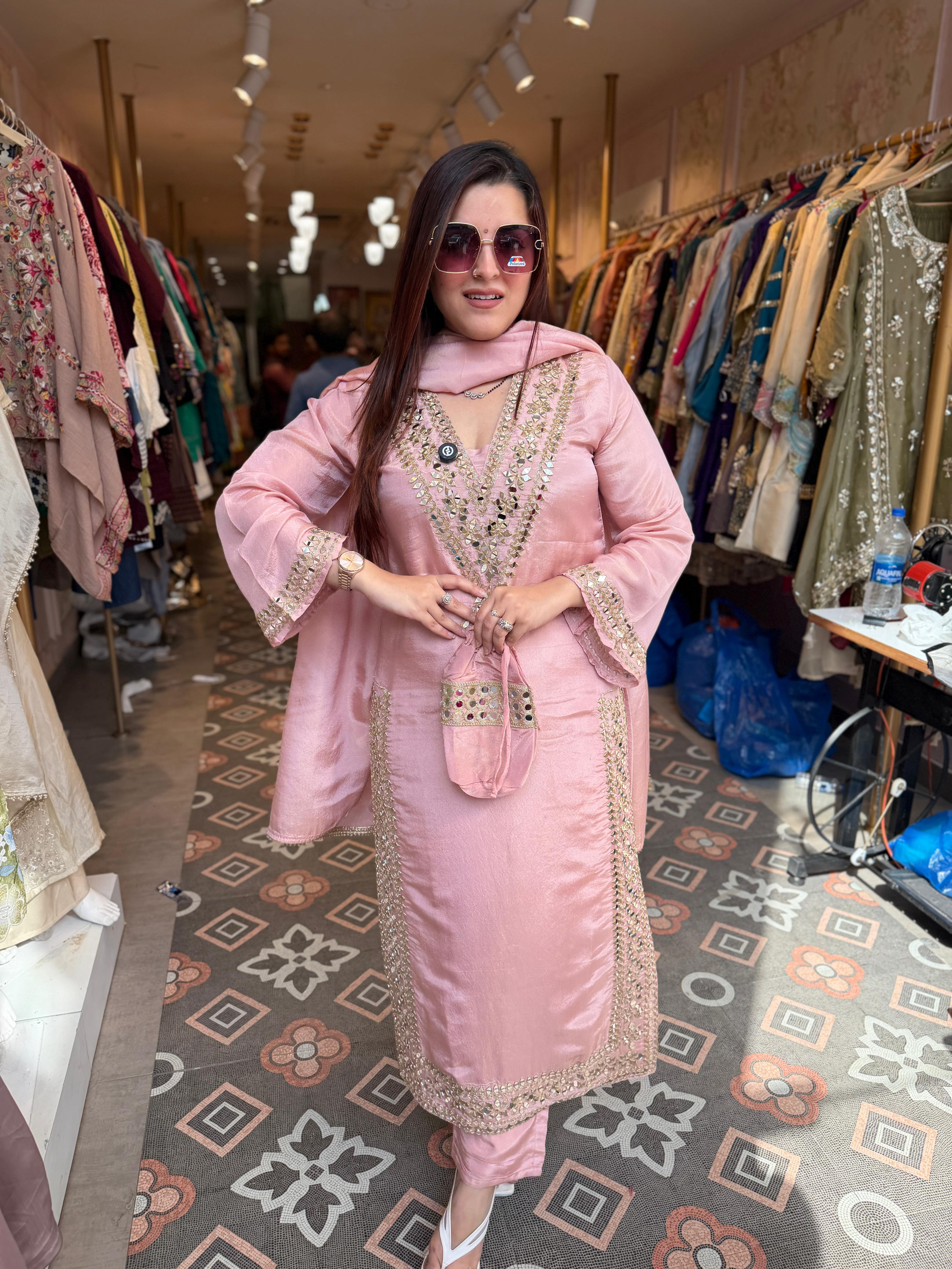 Maya Mirror Work Straight Suit Set