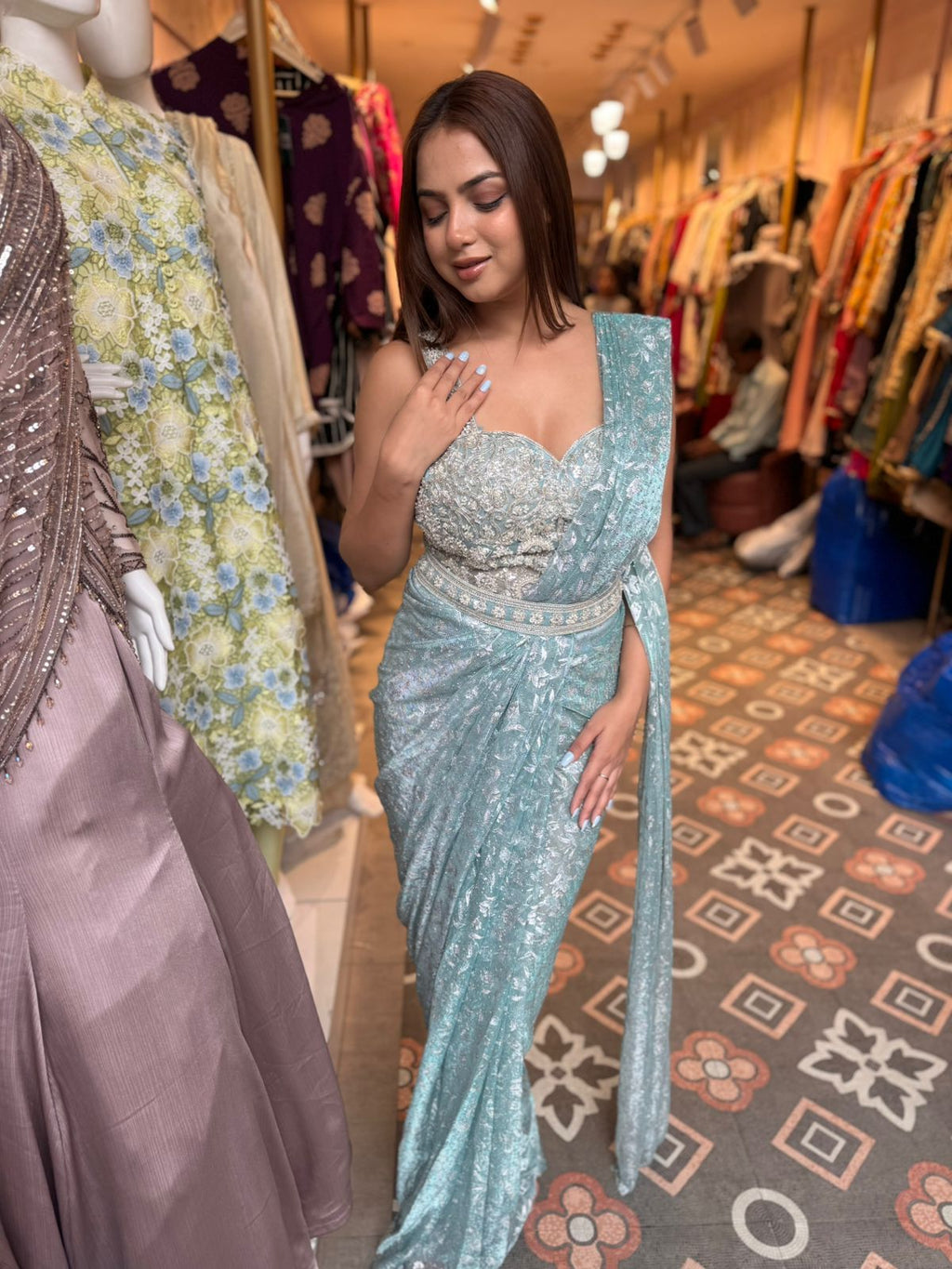 Ice Blue Celestial Drape Saree