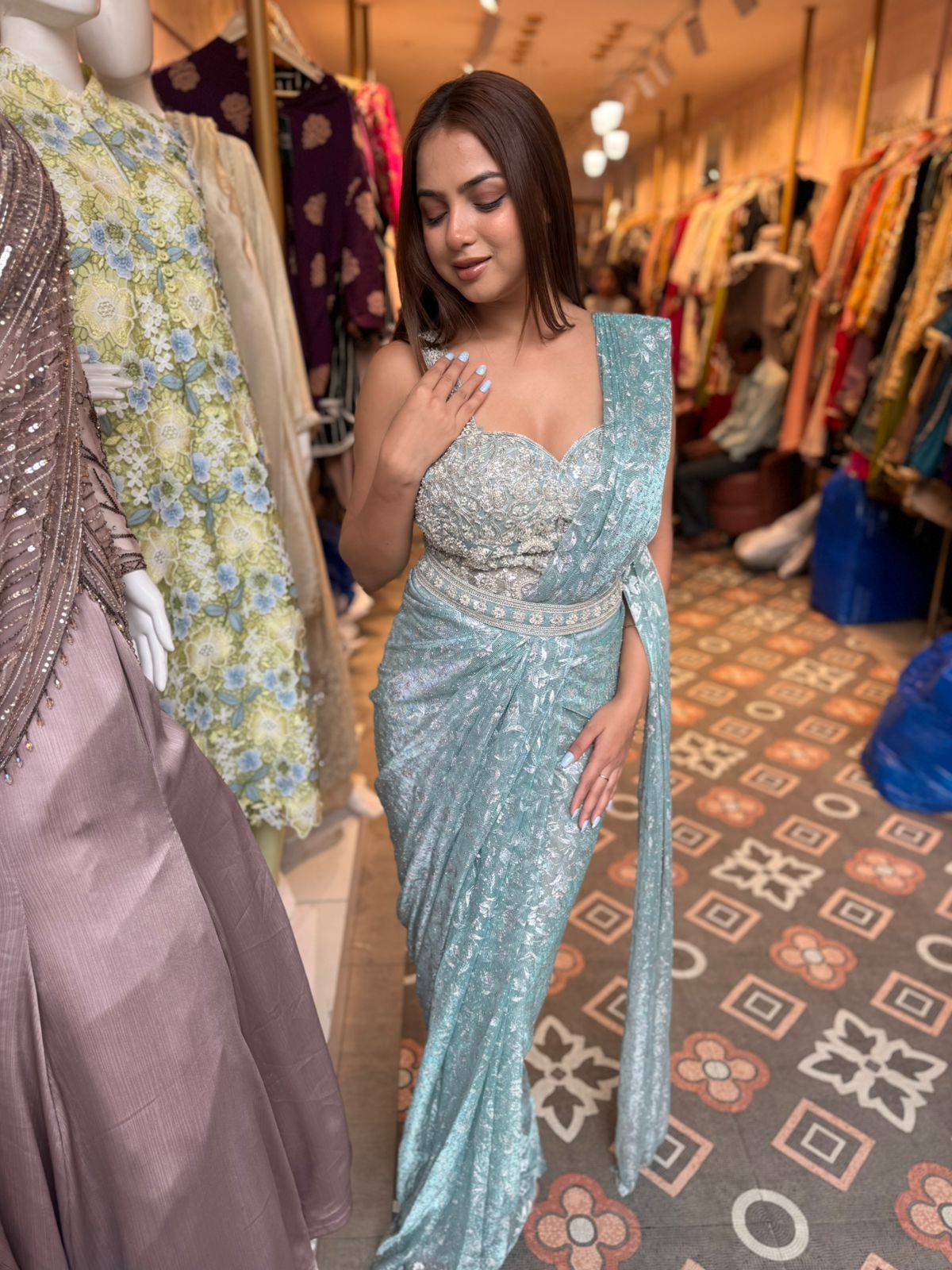 Ice Blue Celestial Drape Saree
