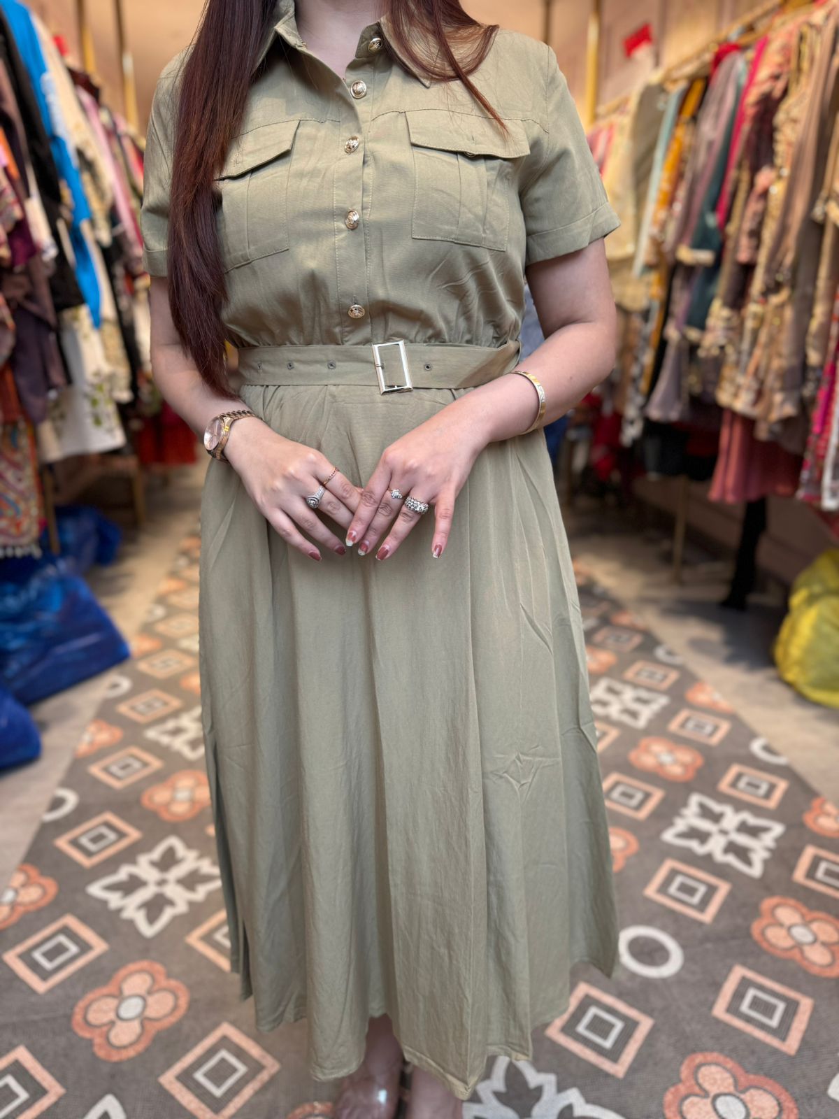 Olly Grace Belted Midi Dress