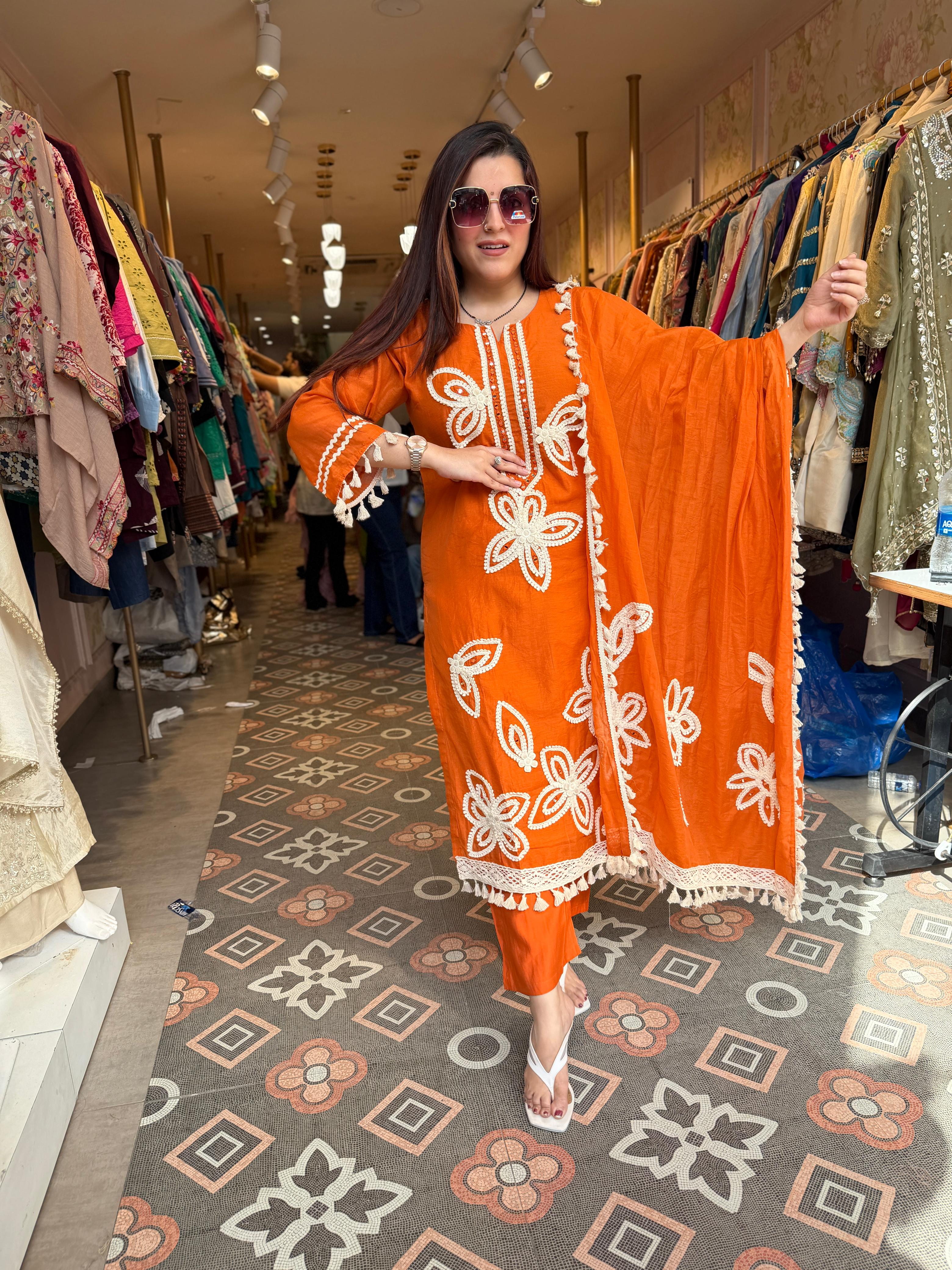 Sunset Floral Lace Kurta Set