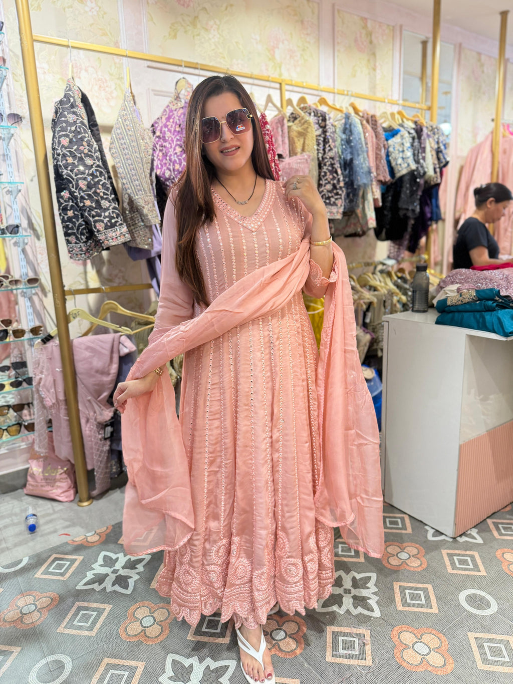 Zoy Mirror Embellished Anarkali Set