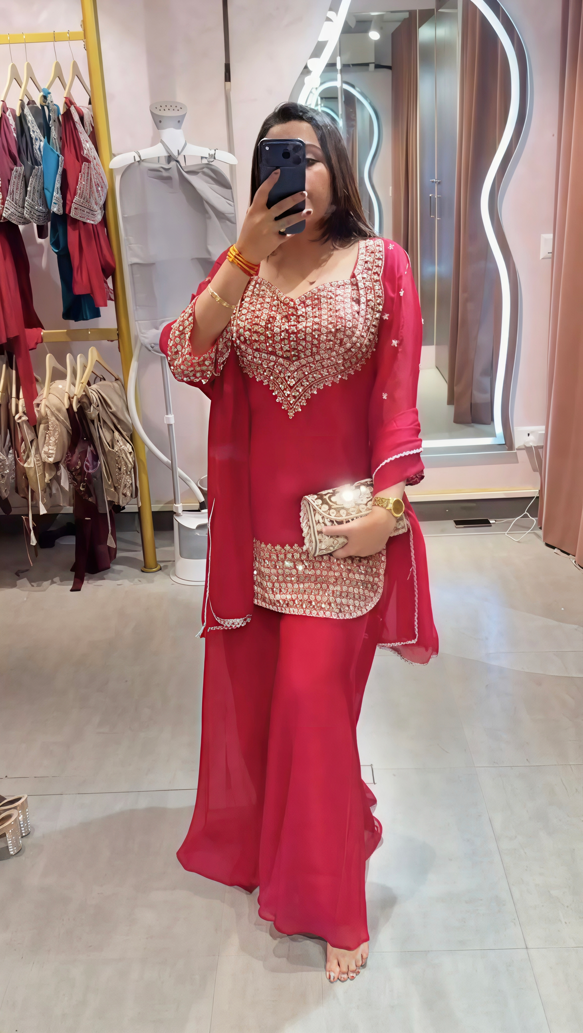 Hand-Embellished Kurta Sharara Set