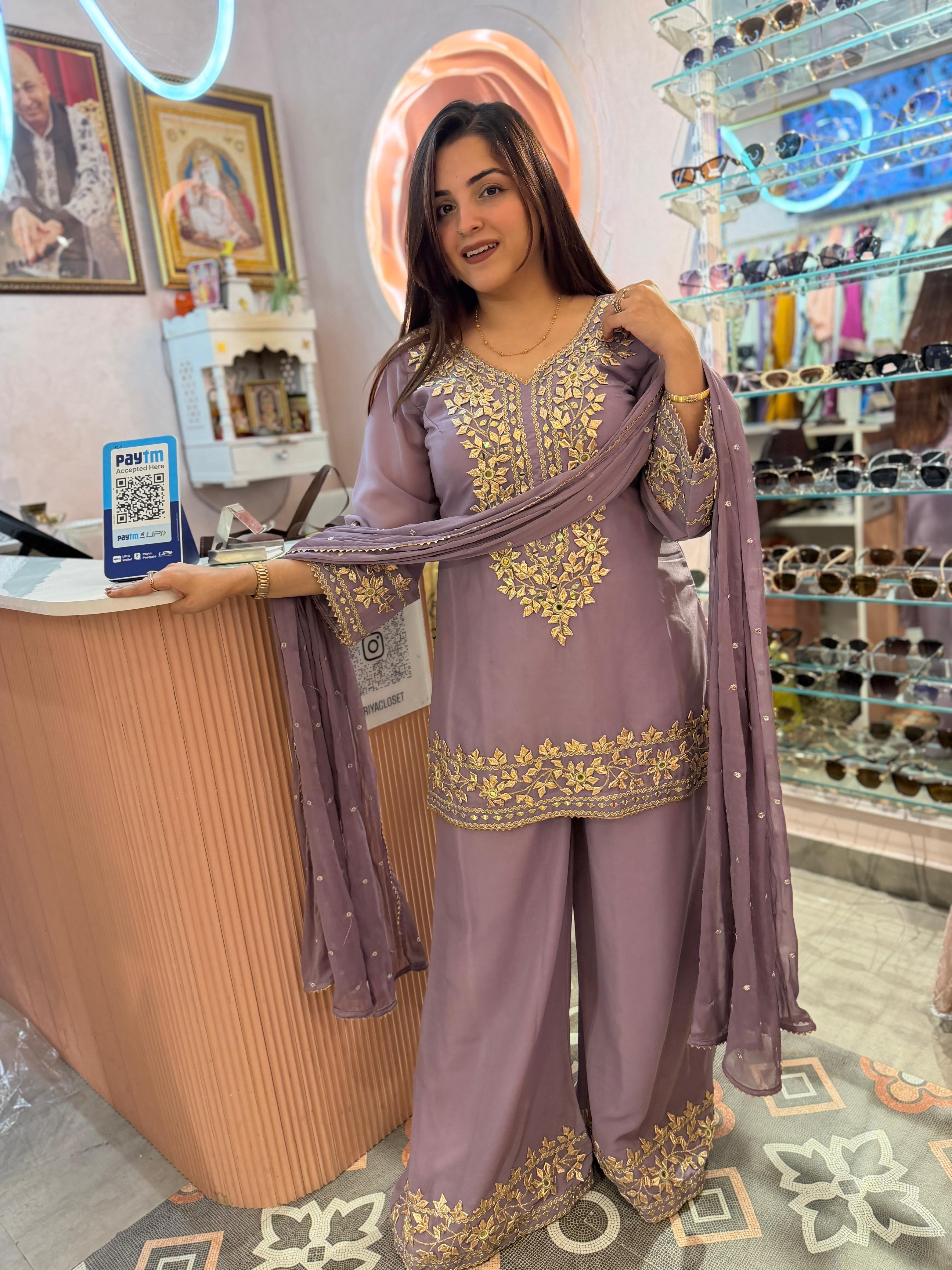 Amethyst Royale Embroidered Suit Set
