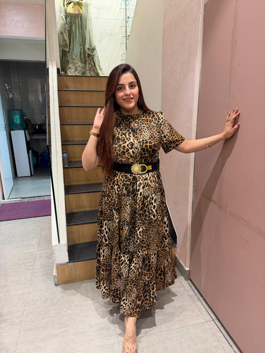 Wild  Leopard  Dress with Statement Belt