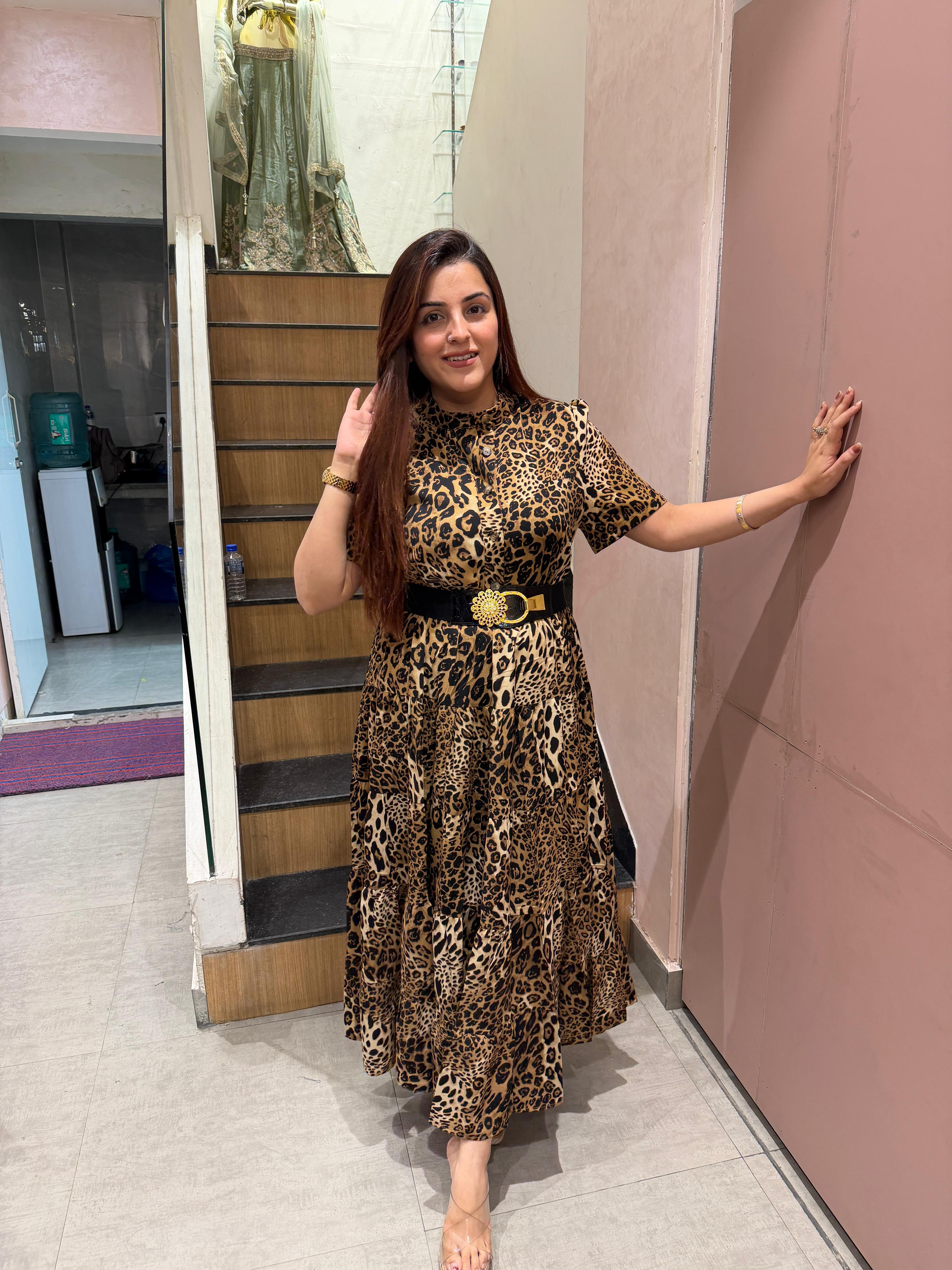 Wild  Leopard  Dress with Statement Belt