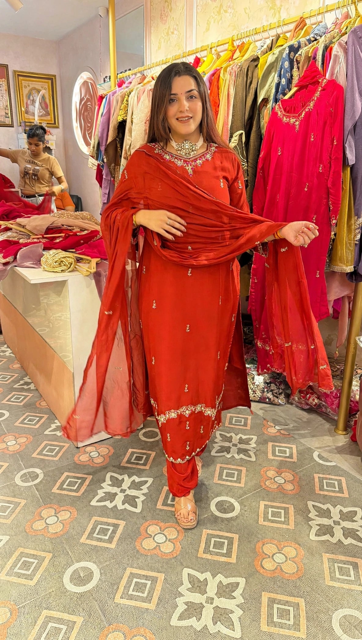 Classic Embroidered Indian Straight-Cut Suit.