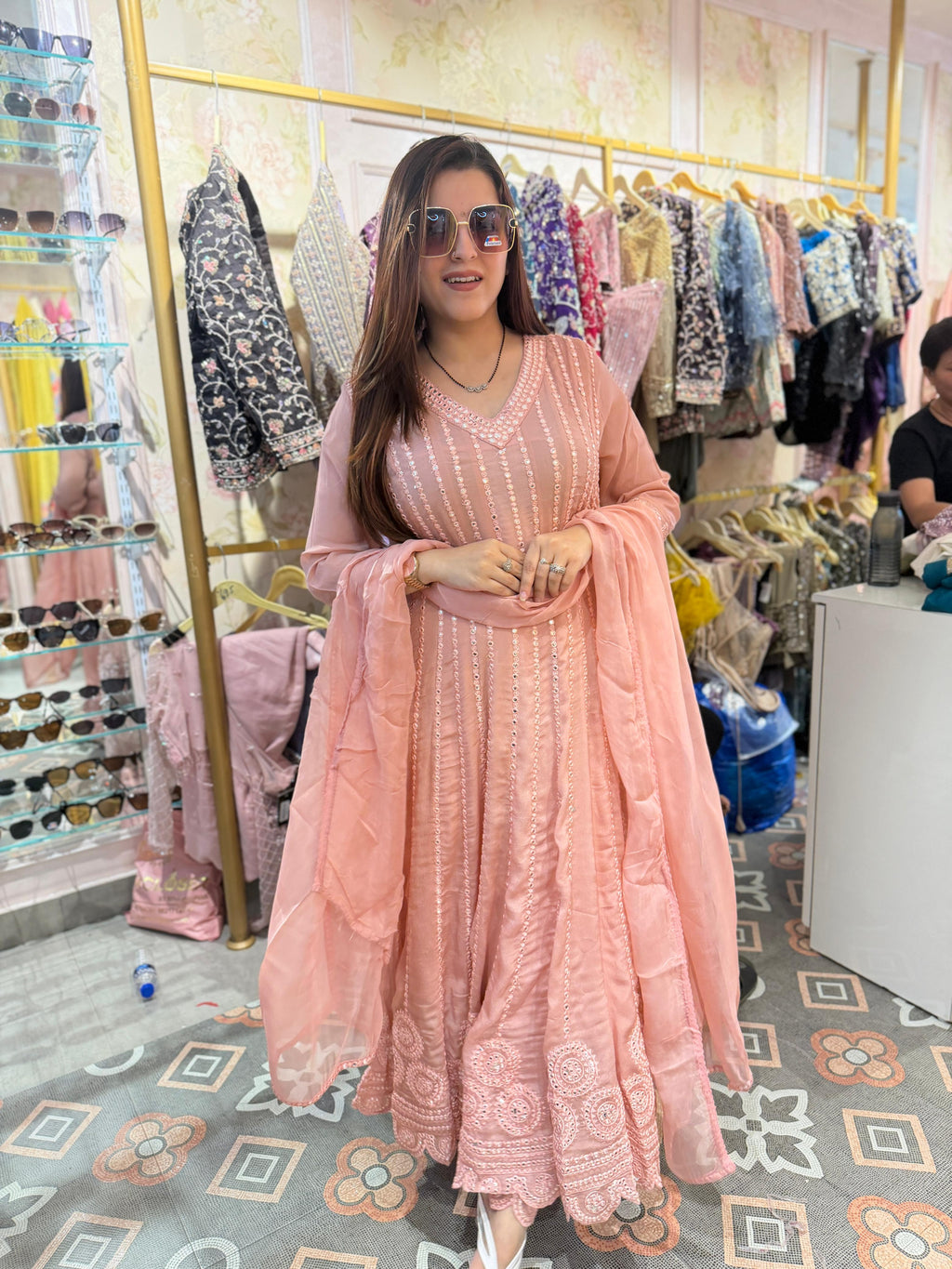 Zoy Mirror Embellished Anarkali Set