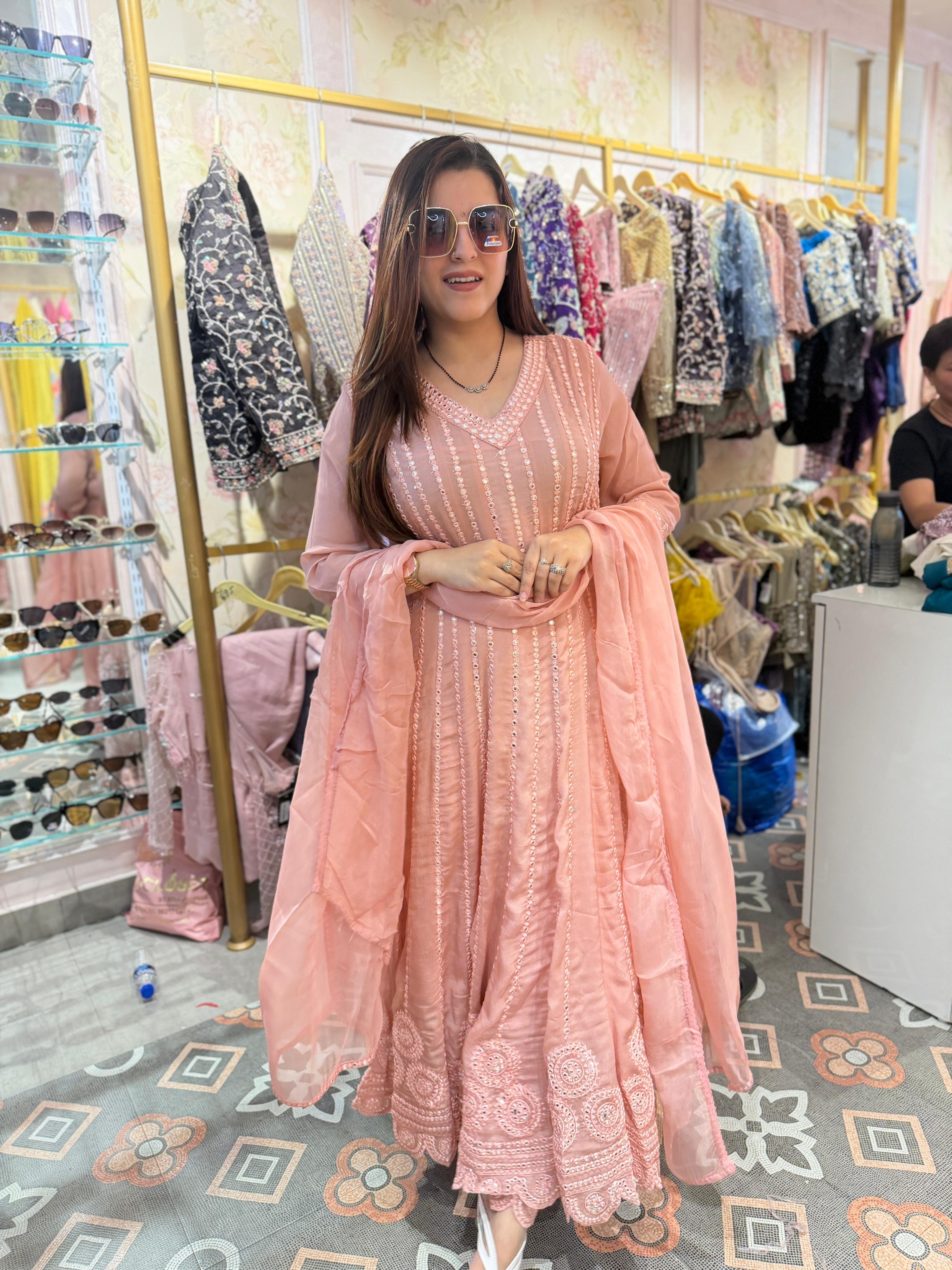 Zoy Mirror Embellished Anarkali Set