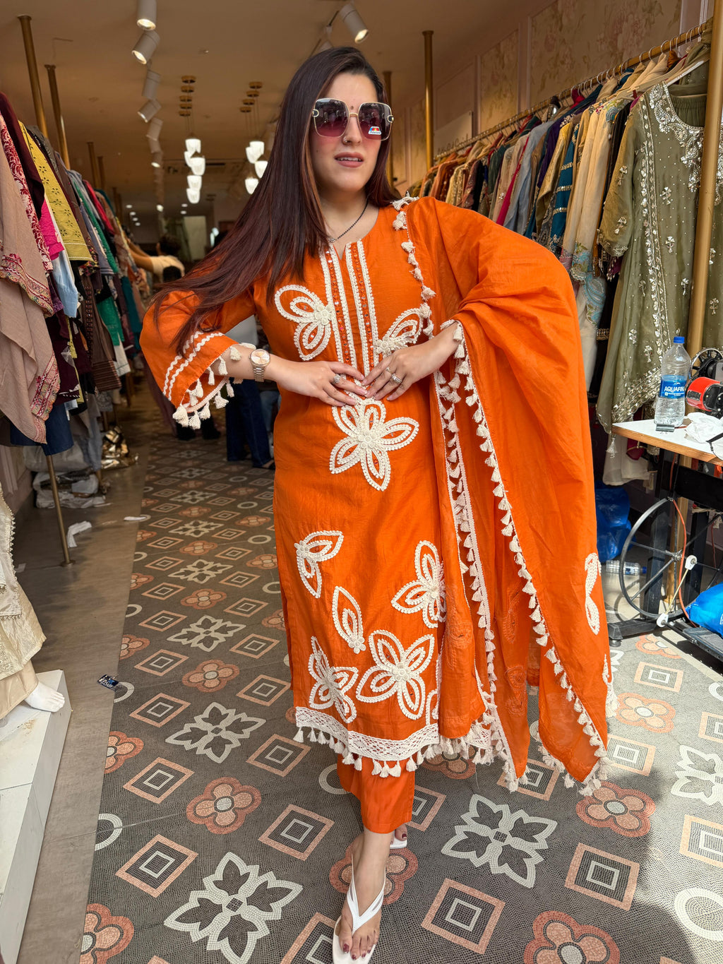 Sunset Floral Lace Kurta Set