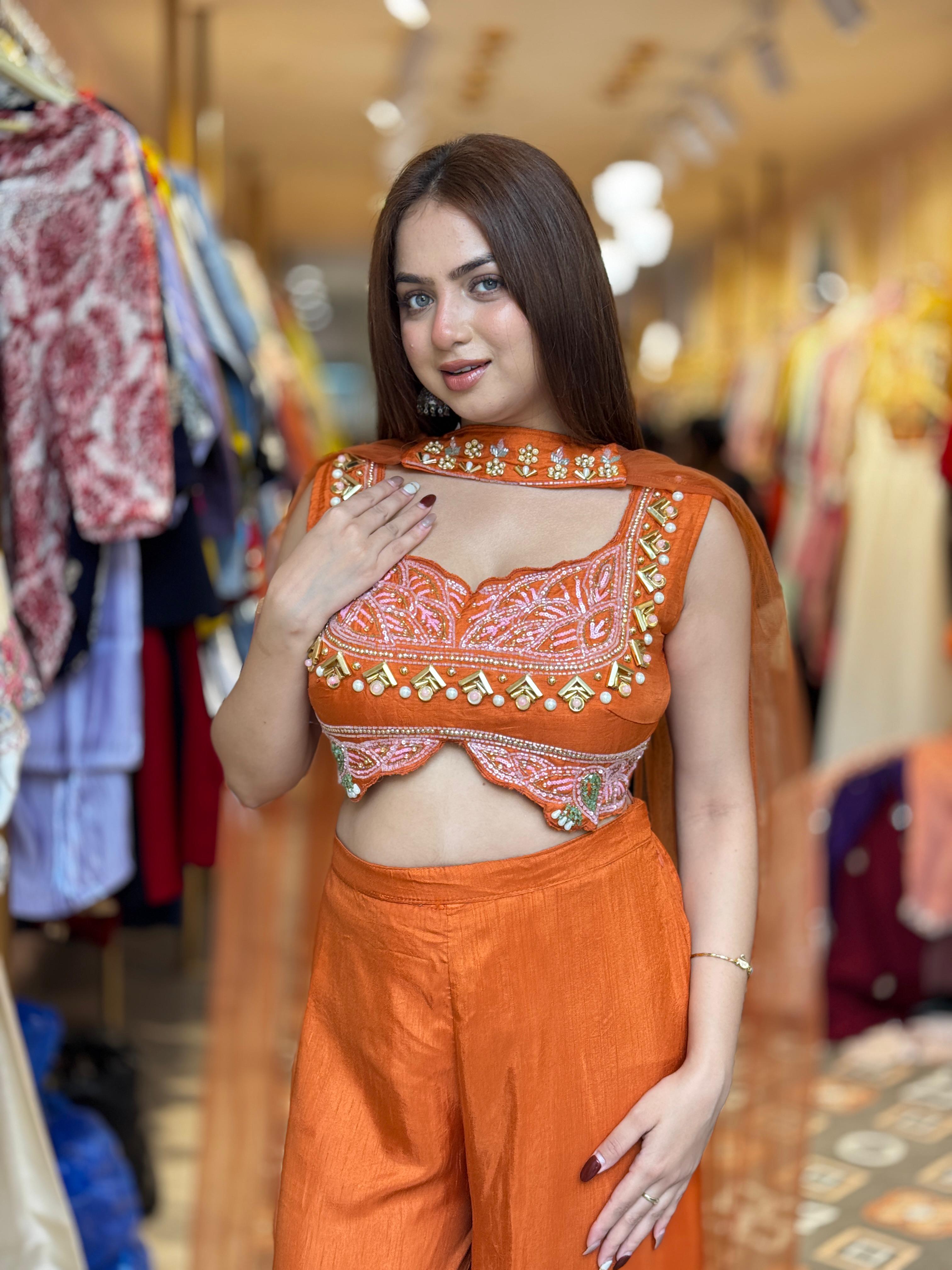 Sunset Glow Embroidered Sharara Set