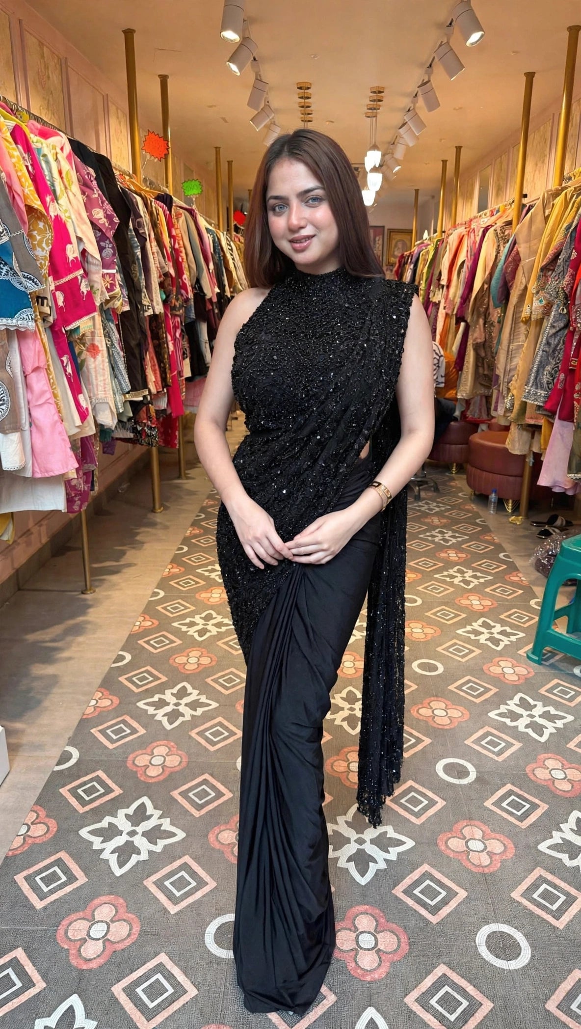 Sequin Draped Saree/Pre-Draped Sequin Saree